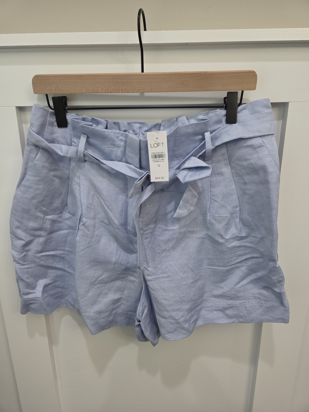 LOFT Light Blue Paperbag Tie-Waist Shorts